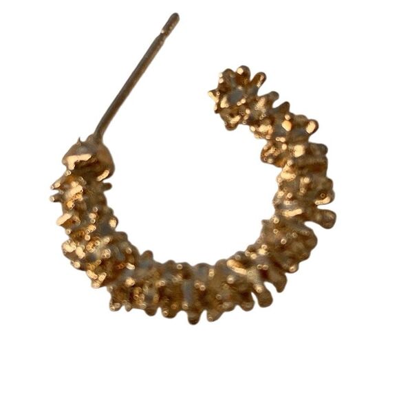 Gold Textured Hoop Earrings – Bold, Modern, Unisex Style - Gift Ready - New - Picture 3 of 10